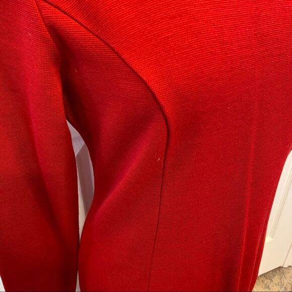 VTG Outlander Red Wool/blend Sheath Dress Deep Plunge Back Long Sleeves L NWT - Picture 6 of 10
